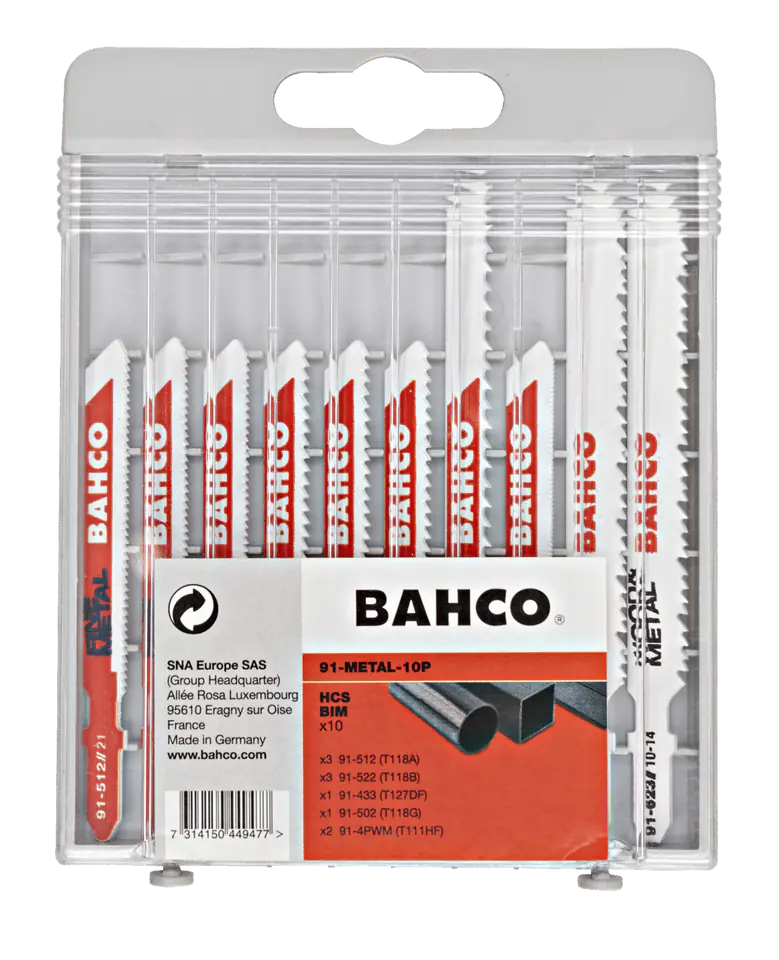 ⁨Ostrza do wyrzynarki, do metalu i blach, bimetaliczne i HSS, Zestaw 10 szt. BAHCO⁩ w sklepie Wasserman.eu