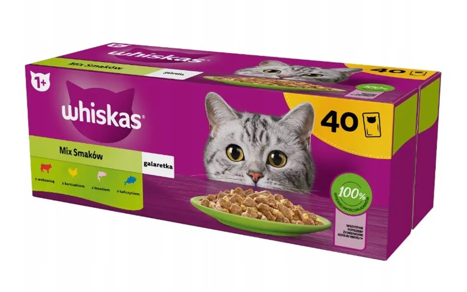 ⁨WHISKAS Mix smaków w galaretce - mokra karma dla kota - 40x85 g⁩ w sklepie Wasserman.eu