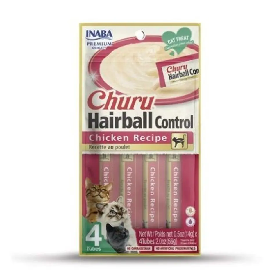 ⁨INABA CHURU HAIRBALL Kurczak - przysmak dla kota - 4x14g (56g)⁩ w sklepie Wasserman.eu