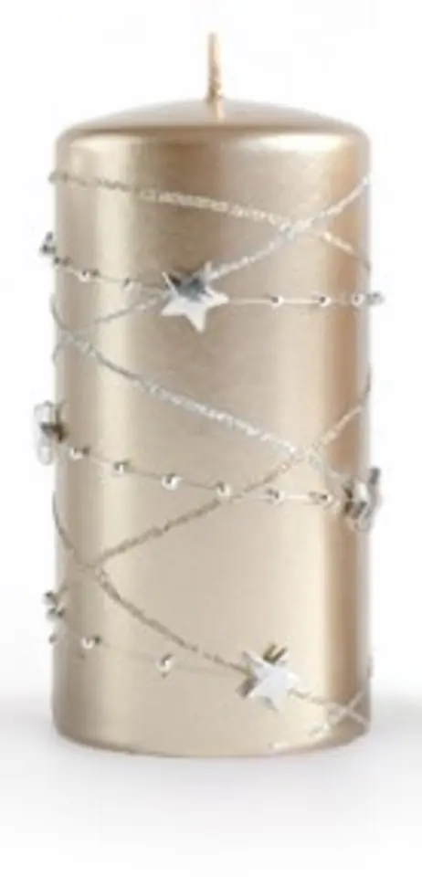 ⁨Candle GARLAND large cylinder 7xh18cm champagne⁩ at Wasserman.eu