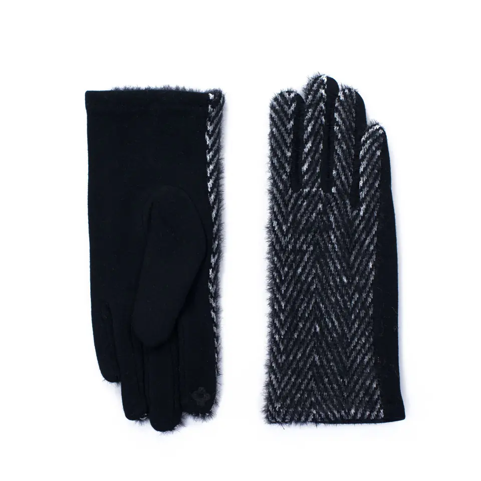 ⁨Rękawiczki Mięciutka jodełka Black Czarny (Rozmiar Uniwersalny)⁩ w sklepie Wasserman.eu