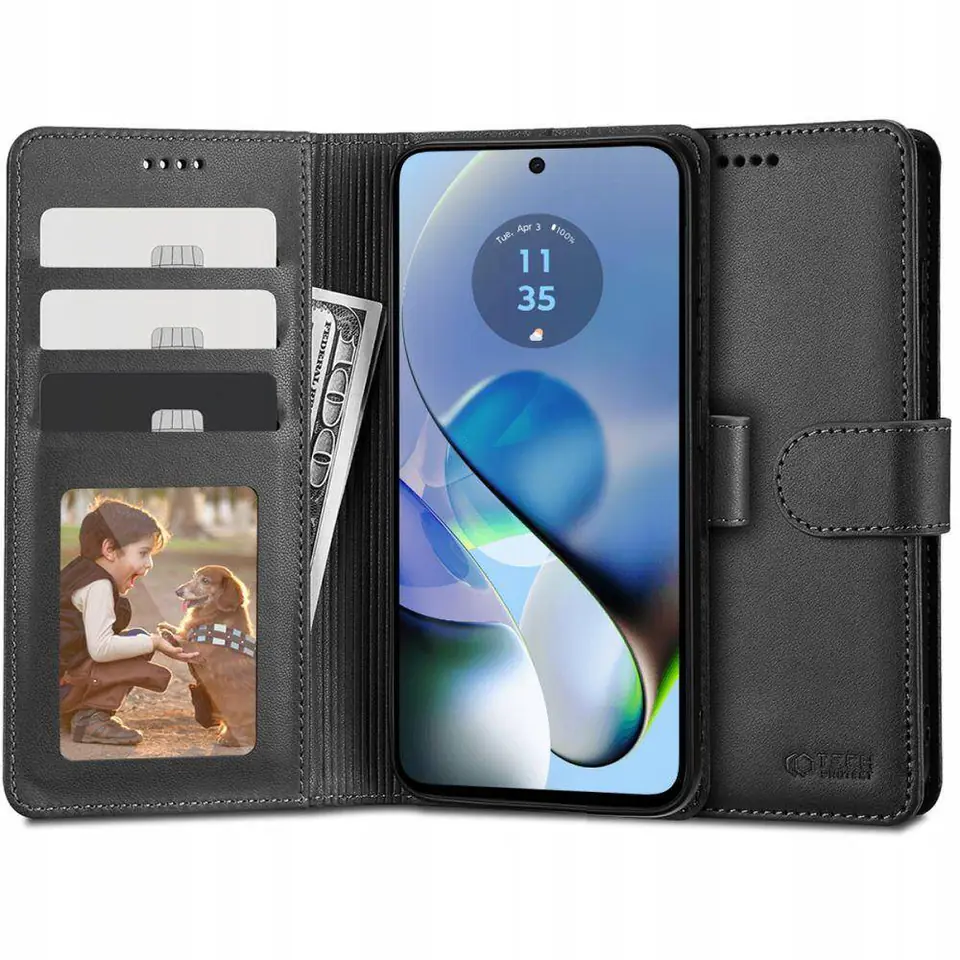 ⁨Etui MOTOROLA MOTO G54 5G Tech-Protect Wallet czarne⁩ w sklepie Wasserman.eu