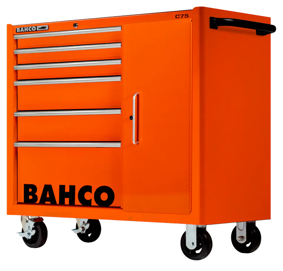 ⁨Wózek narzędziowy C75, 6 szuflad z szafką, 986x501x1100 mm, 1475KXL6C (pomarańczowy) BAHCO⁩ w sklepie Wasserman.eu