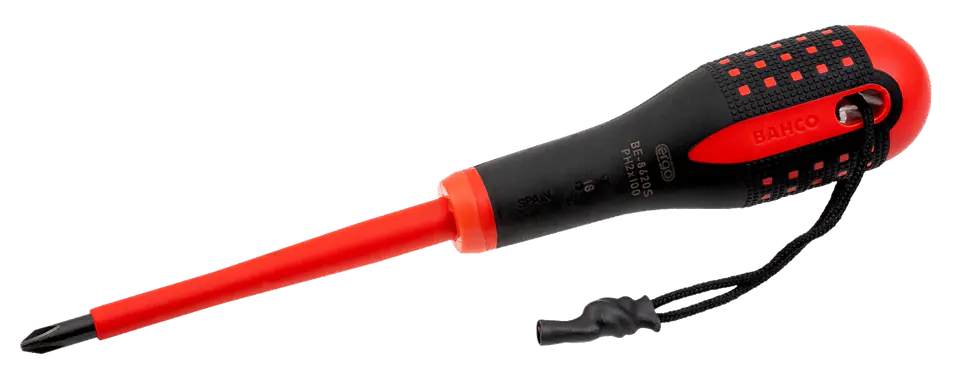 ⁨Wkrętak ERGO izolowany Phillips PH1 80 mm z pętlą kevlarową BAHCO⁩ w sklepie Wasserman.eu