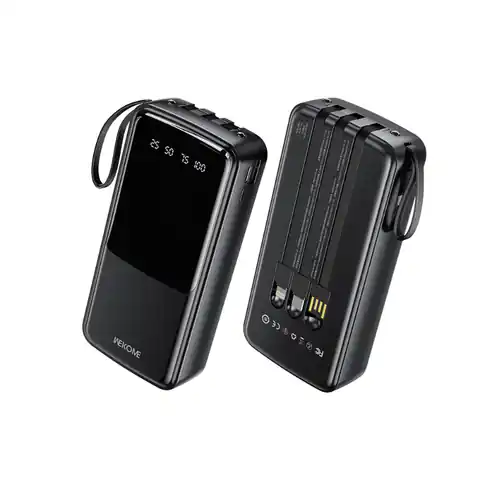 ⁨WEKOME WP-10 Pop Digital Series - Power bank 20000 mAh z wbudowanym kablem USB-C / Lightning / Micro USB / USB-A (Czarny)⁩ w sklepie Wasserman.eu