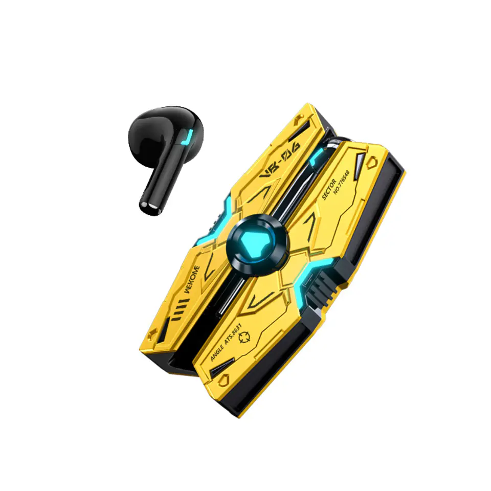 ⁨WEKOME VB06 Mecha Series - Bezprzewodowe słuchawki Bluetooth V5.3 TWS z etui ładującym (Żółty)⁩ w sklepie Wasserman.eu