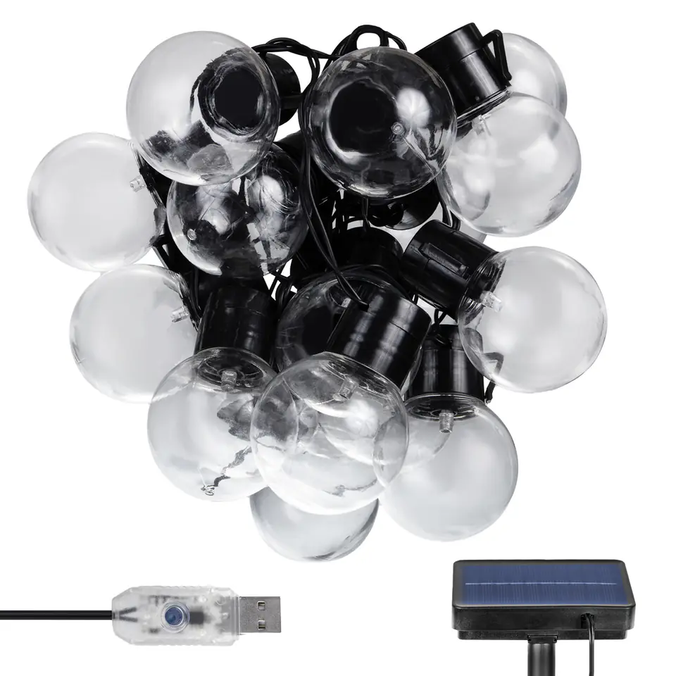 ⁨Solarna girlanda ogrodowa LED 2w1  Maclean, IP44, 3W,  60lm, 3000K, akumulator 2*600 mAh, 5V DC, 7m,  MCE424⁩ w sklepie Wasserman.eu