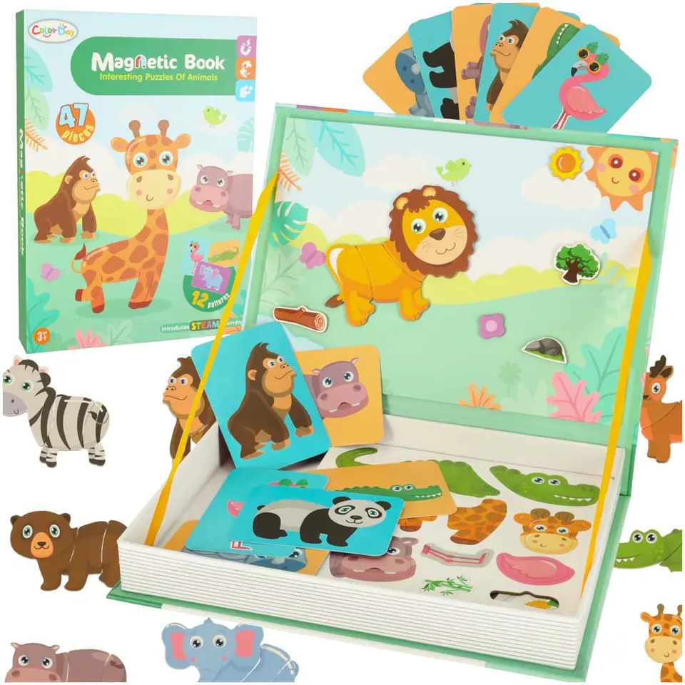 ⁨Książeczka magnetyczna układanka puzzle na magnes zwierzęta safari 47el.⁩ w sklepie Wasserman.eu
