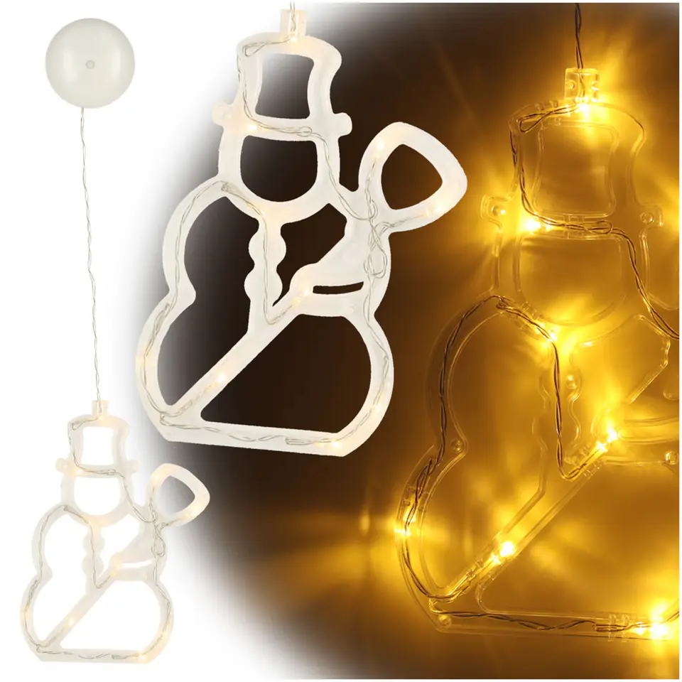 ⁨Lampki LED wisząca dekoracja świąteczna okna bałwanek 49cm przyssawka 10 LED⁩ w sklepie Wasserman.eu