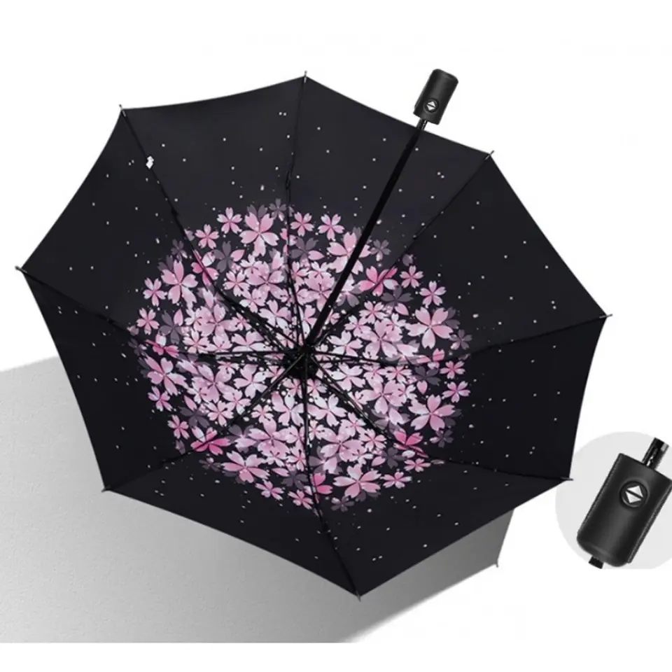 ⁨PARASOL UMBRELLA AUTOMAT CZARNE KWIATY PAR01WZ13⁩ w sklepie Wasserman.eu