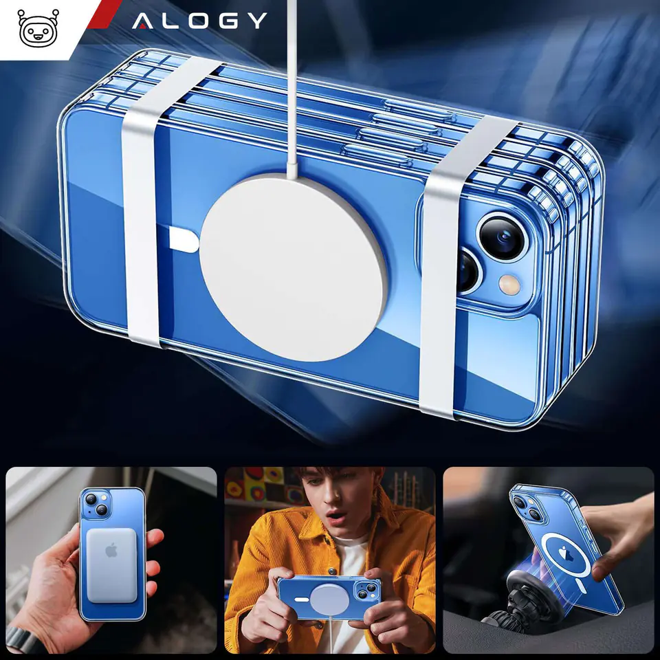 ⁨Etui do iPhone 15 Plus MagSafe obudowa Hybrid Case Cover Shock Clear Alogy Przezroczyste⁩ w sklepie Wasserman.eu