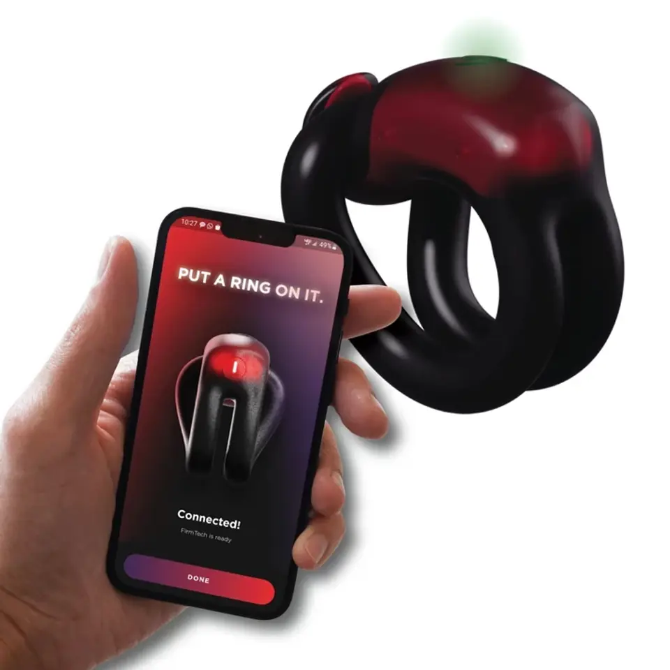 ⁨FirmTech Tech Ring - inteligentny pierścień wibracyjny Bluetooth czerwony⁩ w sklepie Wasserman.eu