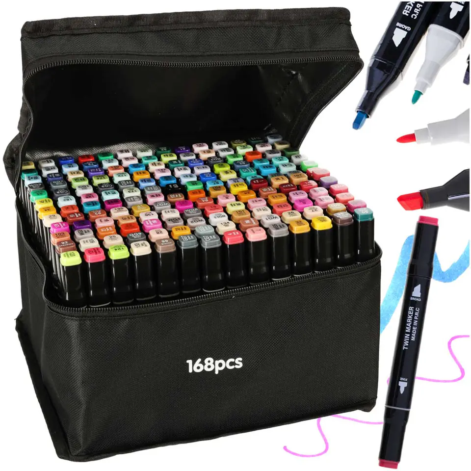 ⁨Double-sided alcohol markers in a case of 168 pieces⁩ at Wasserman.eu