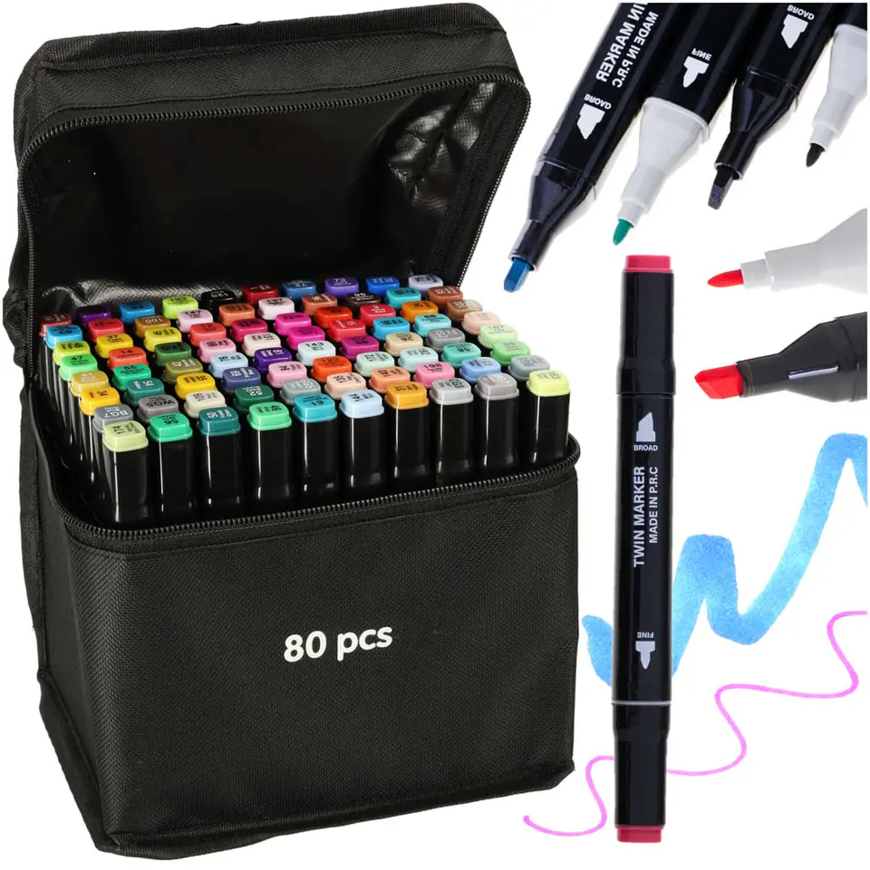 ⁨Markery dwustronne mazaki alkoholowe w etui 80 + podstawka⁩ w sklepie Wasserman.eu