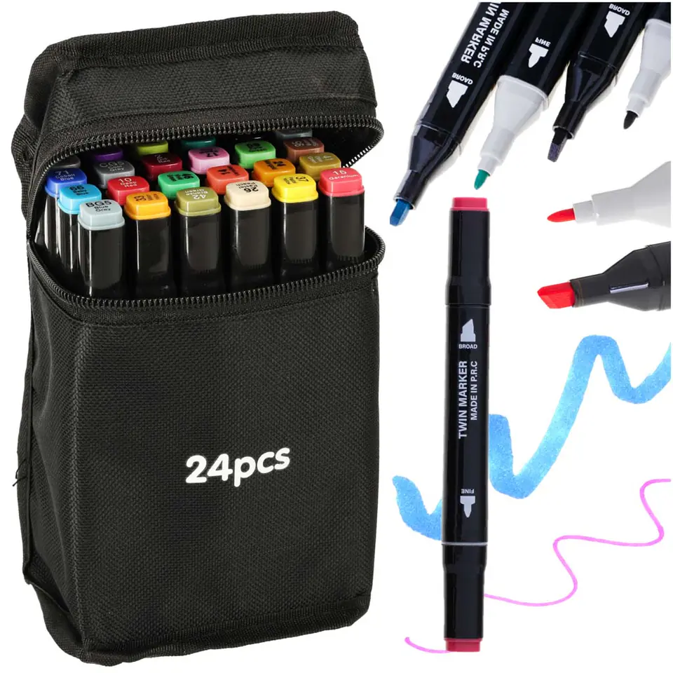 ⁨Markery dwustronne mazaki alkoholowe w etui 24 + podstawka⁩ w sklepie Wasserman.eu