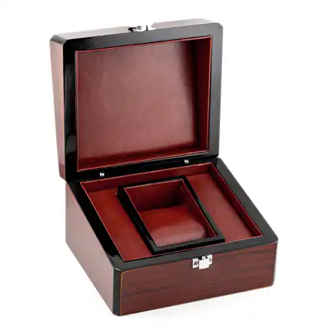 ⁨Prezentowe pudełko na zegarek - drewniane LUX (kolor Brązowy)⁩ w sklepie Wasserman.eu