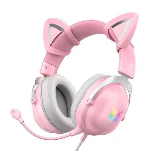 ⁨Onikuma X11 RGB Cat Ears USB Headphones Pink⁩ at Wasserman.eu