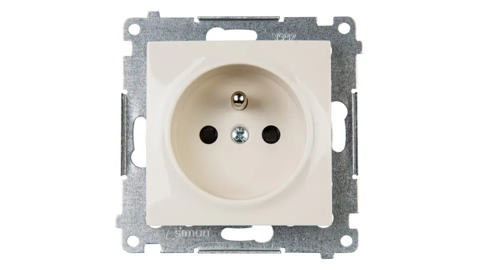 ⁨Simon 54 Single socket with/u 16A IP20 with track shutter cream DGZ1Z.01/41⁩ at Wasserman.eu