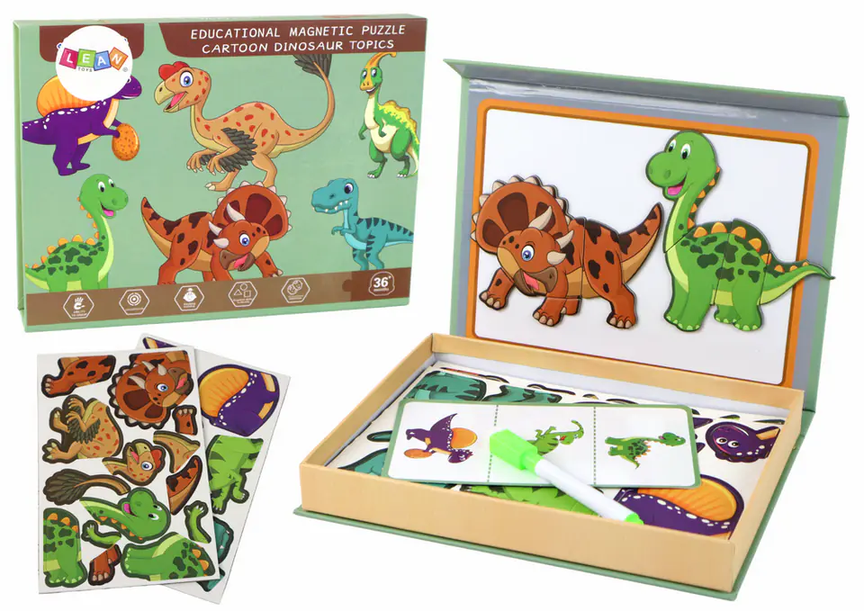 Edukacyjny Zestaw Puzzli Magnetycznych Z Motywem Dinozaurów w sklepie Wasserman.eu
