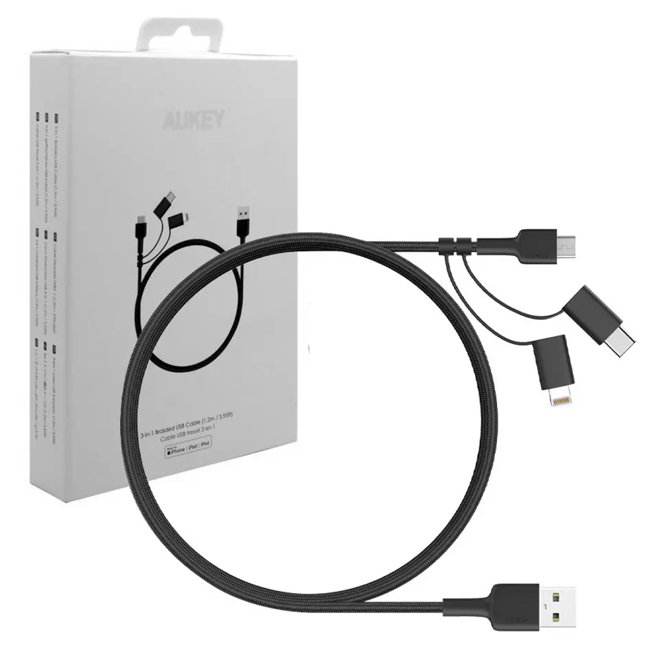 ⁨CB-BAL5 3in1 fast Braided Quick Charge micro USB | USB C | Lightning | 1.2m⁩ at Wasserman.eu