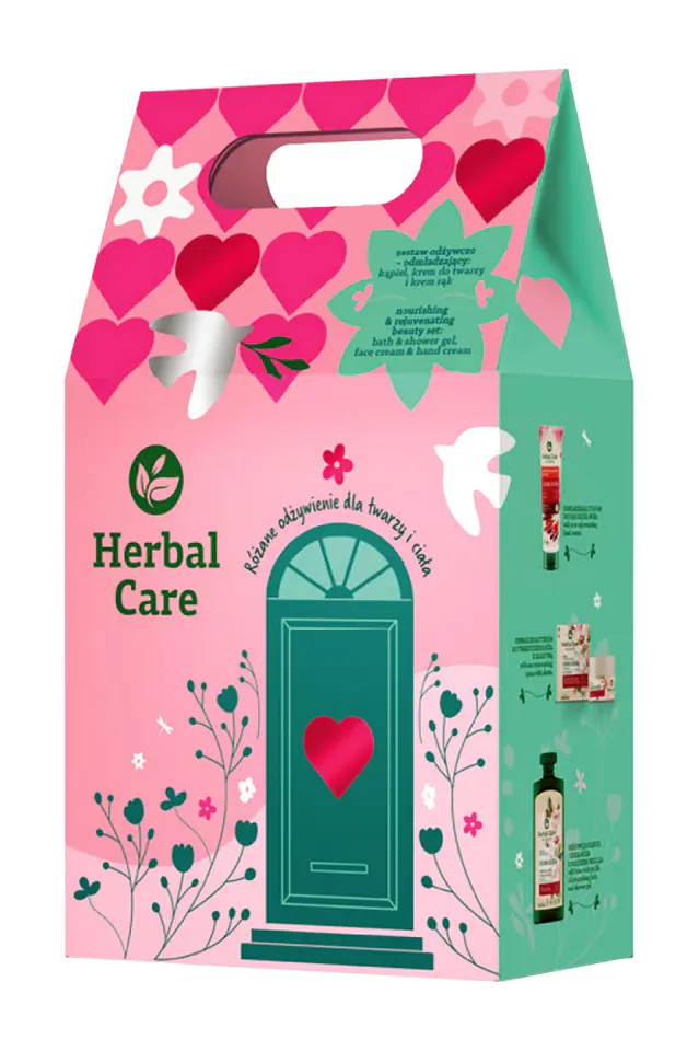 ⁨HERBAL CARE Zestaw prezentowy Dzika róża (Kąpiel odżywcza 500ml +Krem do twarzy 50ml+ Krem do rąk 100ml)⁩ w sklepie Wasserman.eu