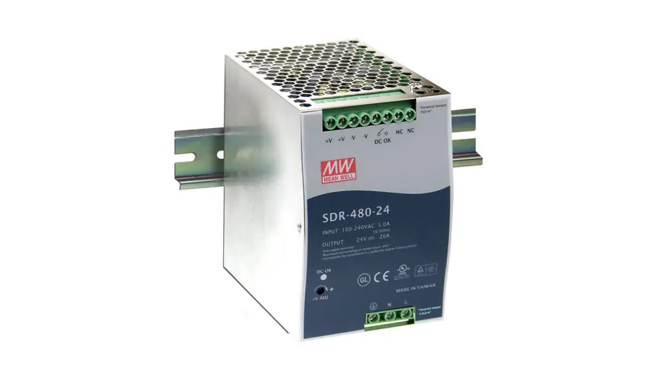 Zasilacz impulsowy 480W 24VDC 24-28VDC 20A 90-264VAC SDR-480-24 w sklepie Wasserman.eu