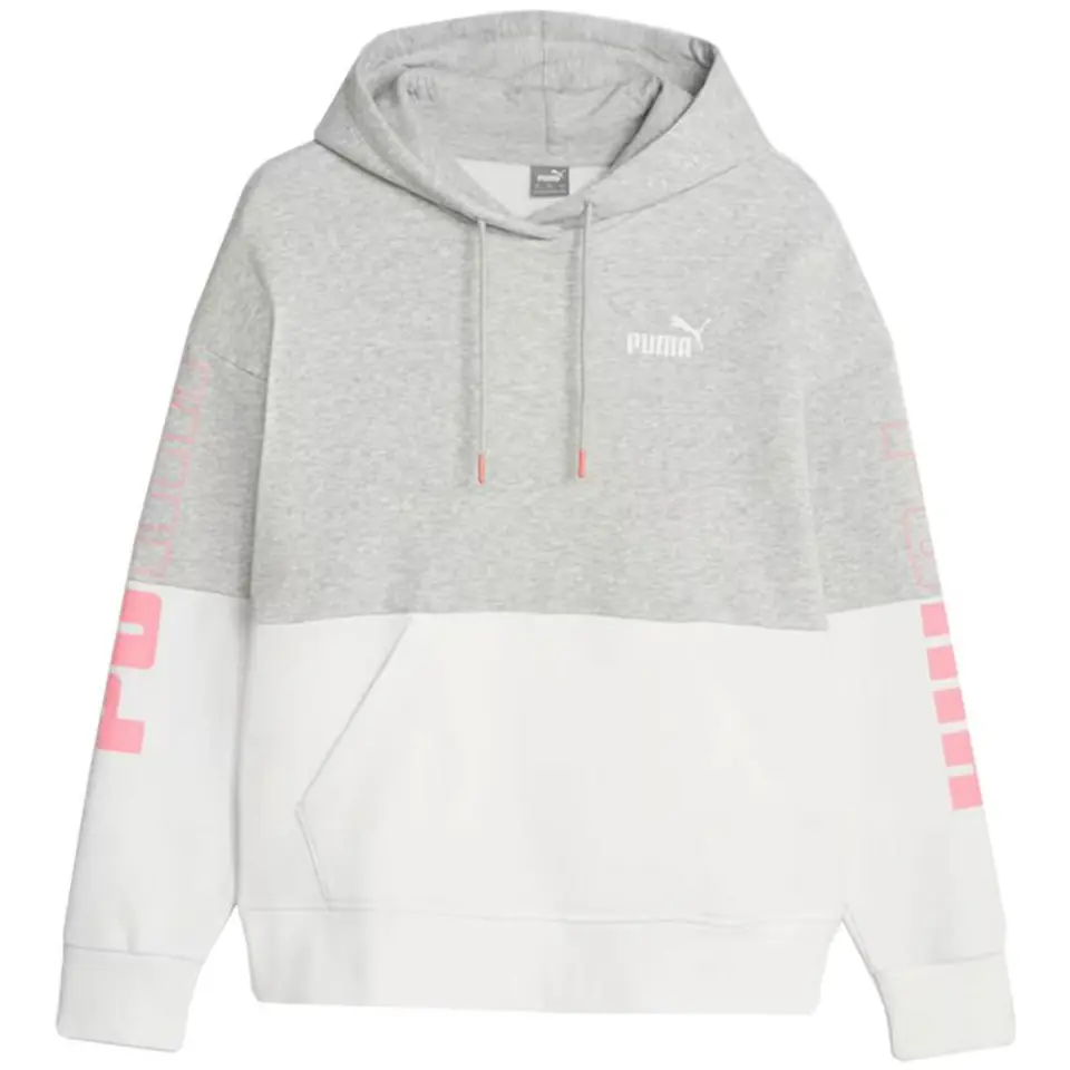 ⁨Bluza Puma Power Colorblock Hoodie FL W 676023 (kolor Biały. Szary/Srebrny, rozmiar S)⁩ w sklepie Wasserman.eu