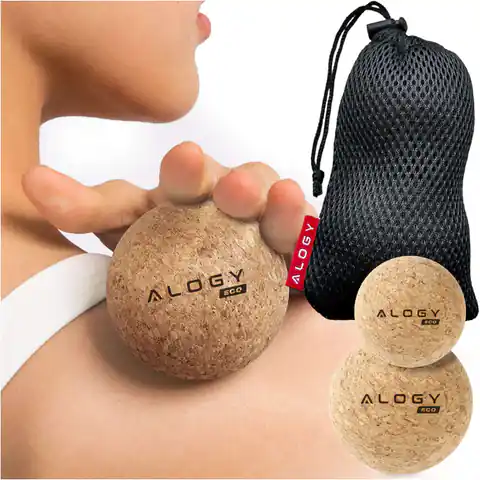 ⁨Piłka korkowa Zestaw 2 piłek ECO do masażu mięśni masażer twarda mała Piłki korkowe 6cm i 5.3cm Woreczek Alog sport fitness⁩ w sklepie Wasserman.eu
