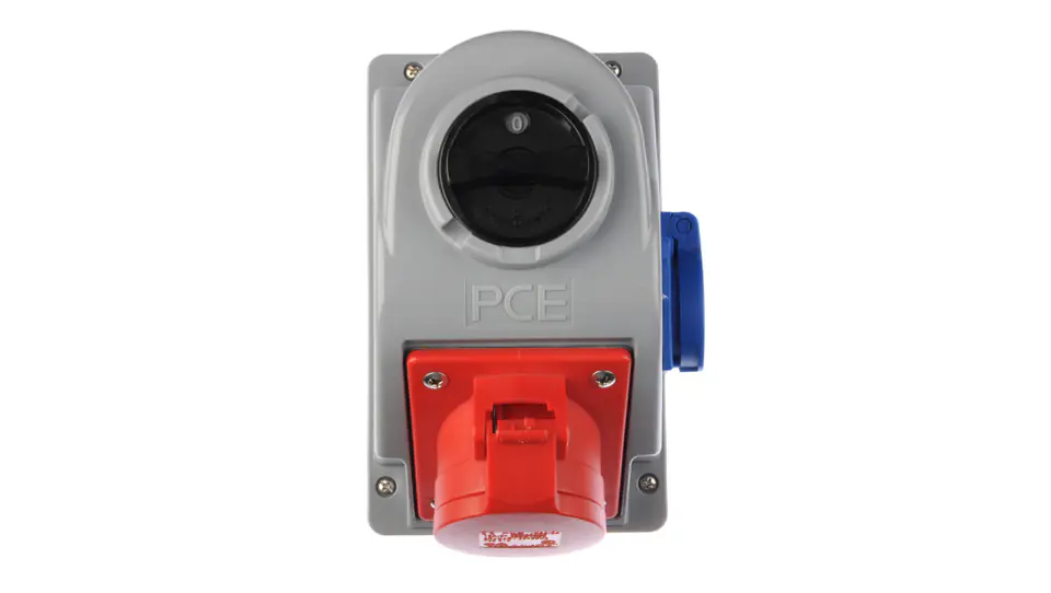 ⁨Fixed socket with circuit breaker 0-1 16A 5P 400V + 2P+Z 230V IP44 COMBO-POL 96061541W⁩ at Wasserman.eu