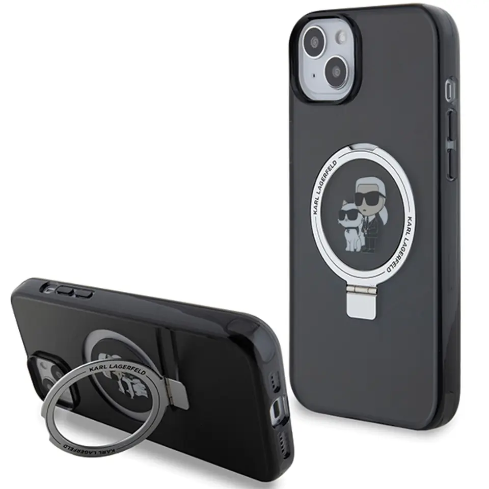 ⁨Karl Lagerfeld KLHMP14SHMRSKCK iPhone 14 / 15 / 13 6.1" czarny/black hardcase Ring Stand Karl&Choupettte MagSafe⁩ w sklepie Wasserman.eu