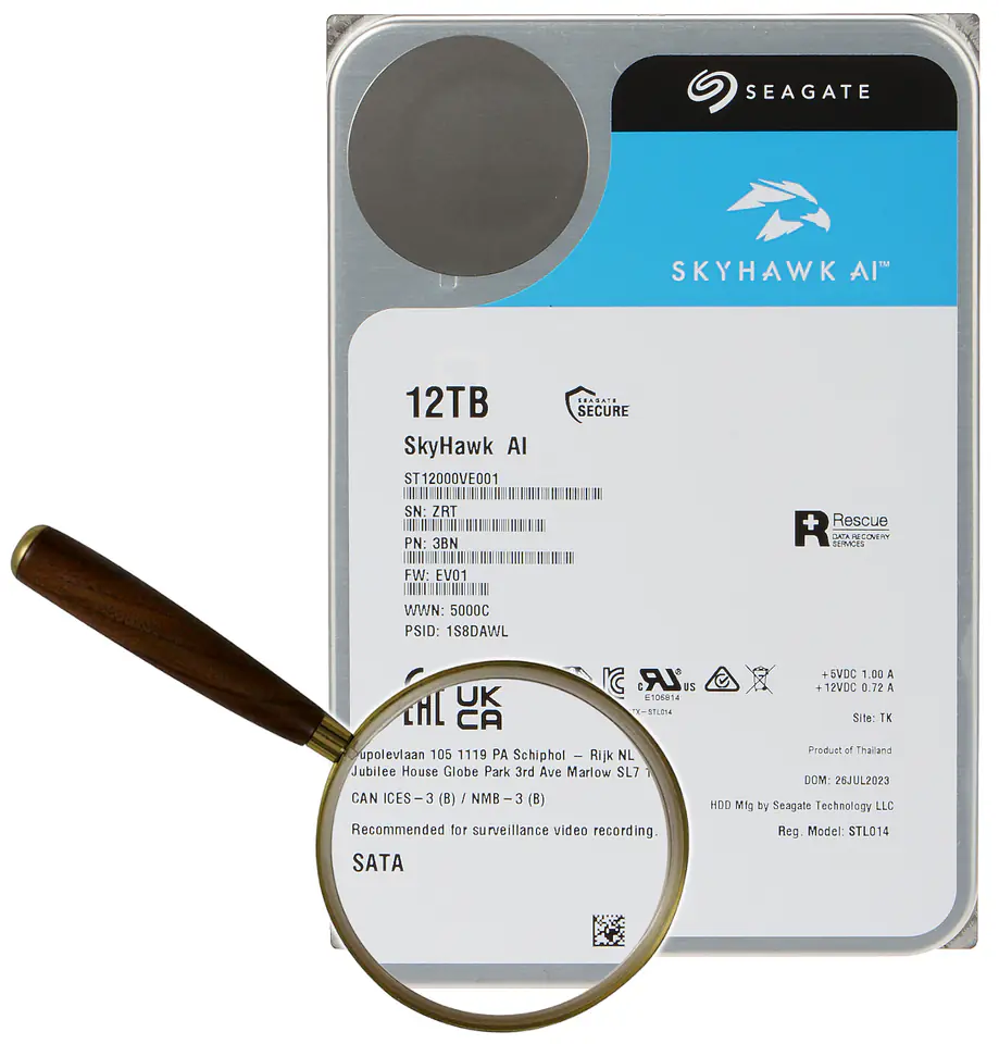 ⁨DYSK DO REJESTRATORA HDD-ST12000VE001 12TB 24/7 SkyHawk AI SEAGATE⁩ w sklepie Wasserman.eu