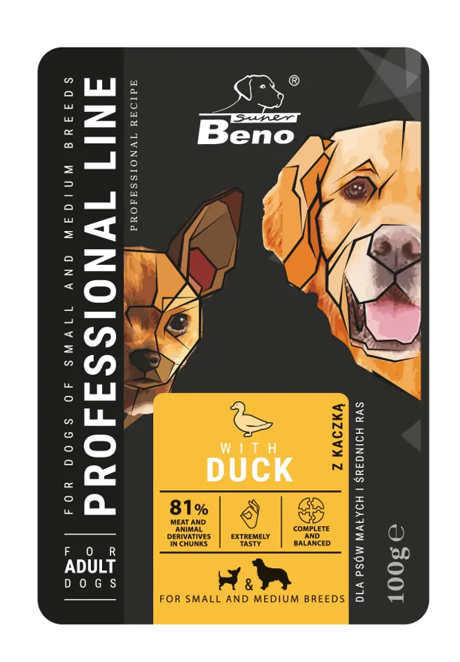 ⁨SUPER BENO Adult Small and medium Duck - Wet dog food - 100 g⁩ at Wasserman.eu