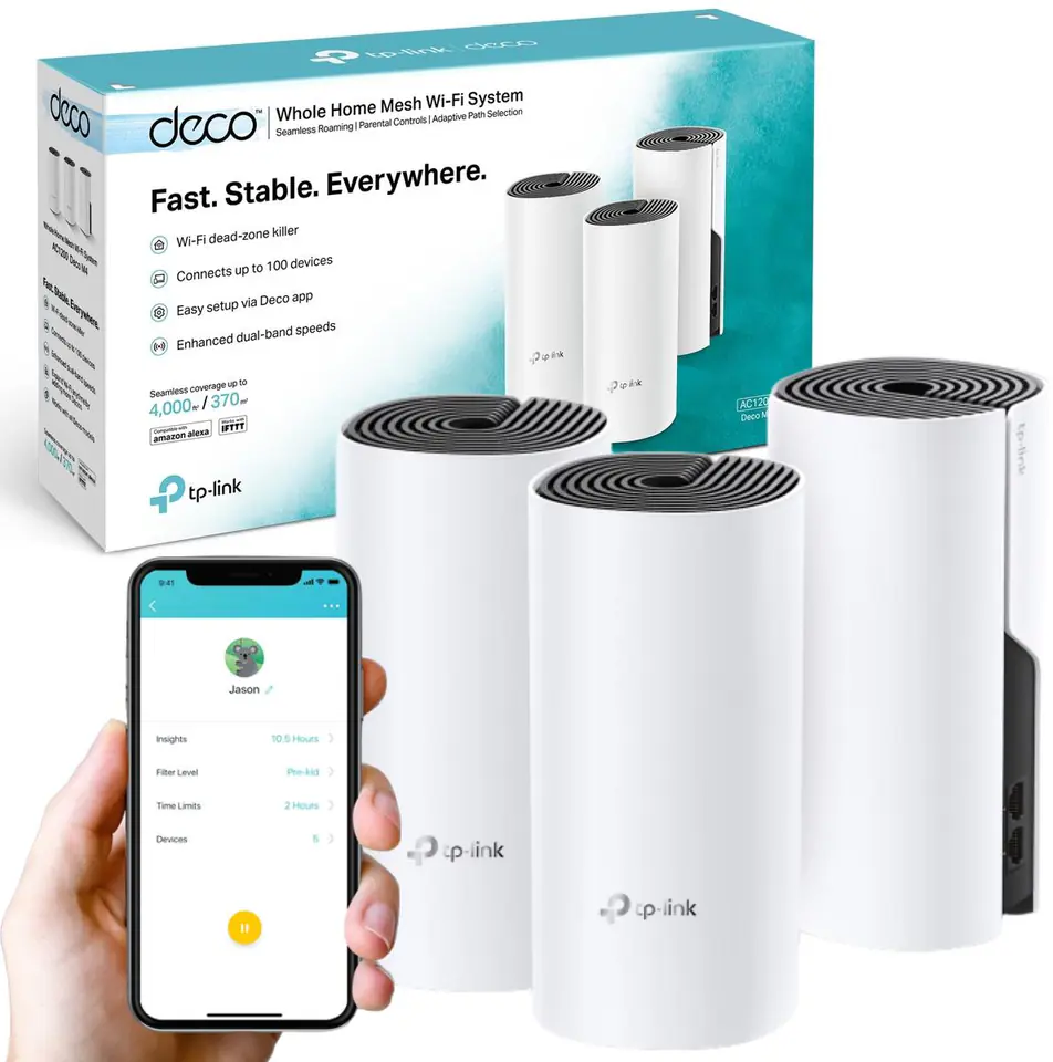 ⁨DOMOWY SYSTEM WI-FI MESH TP-LINK DECO M4 (3-pack)⁩ w sklepie Wasserman.eu