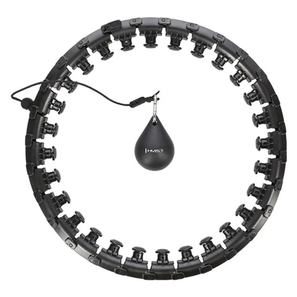 ⁨HHW12 PLUS SIZE HULA HOP BLACK Z WYPUSTKAMI I OBCIĄŻNIKIEM HMS⁩ w sklepie Wasserman.eu