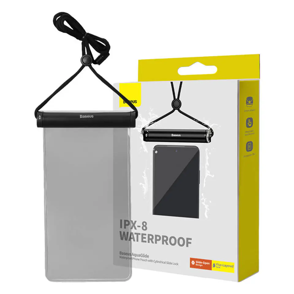 ⁨Wodoodporne etui Baseus AquaGlide z zamkiem cylindrycznym (czarne)⁩ w sklepie Wasserman.eu