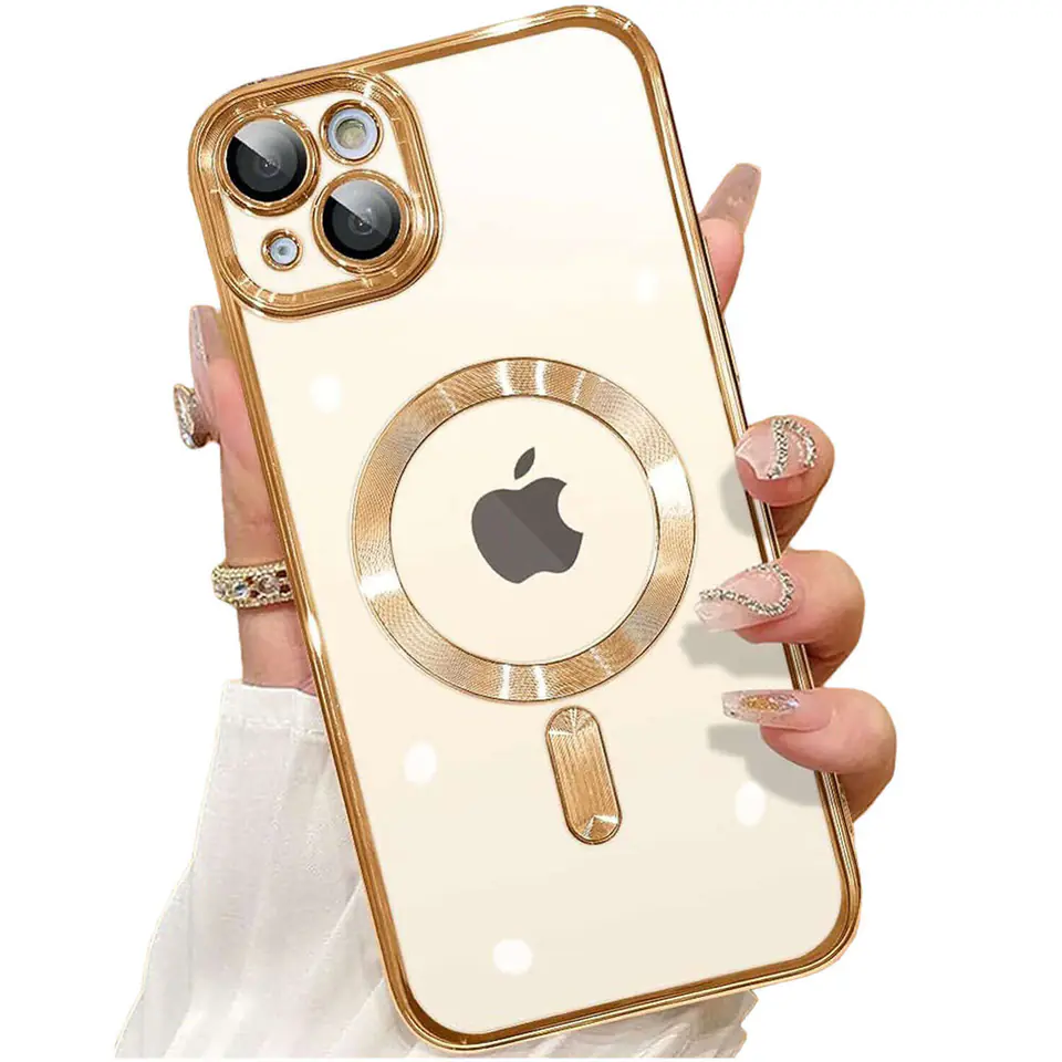 ⁨Etui MagSafe Case do iPhone 15 Plus Glamour Luxury obudowa Slim Ring Alogy Złoty przezroczysty⁩ w sklepie Wasserman.eu