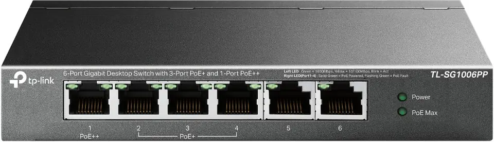 ⁨TP-Link 6-Port Gigabit Desktop Switch with 3-Port PoE+ and 1-Port PoE++⁩ at Wasserman.eu