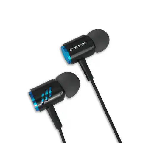 ⁨EH207KB Esperanza słuchawki douszne metalowe z mikrofonem eh207 czarno-niebieskie⁩ w sklepie Wasserman.eu