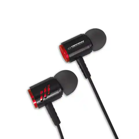 ⁨EH207KR Esperanza słuchawki douszne metalowe z mikrofonem eh207 czarno-czerwone⁩ w sklepie Wasserman.eu