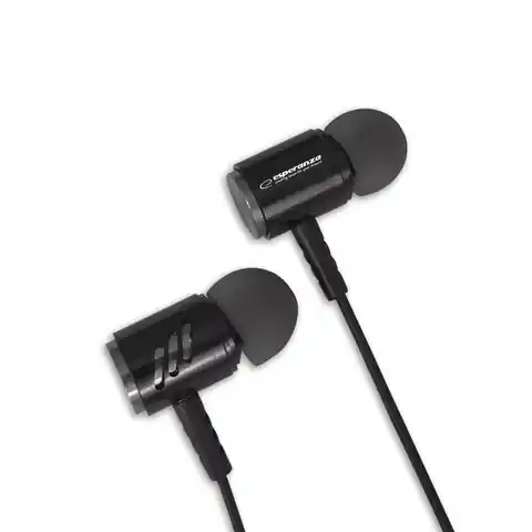 ⁨EH207KS Esperanza słuchawki douszne metalowe z mikrofonem eh207 czarno-srebrne⁩ w sklepie Wasserman.eu