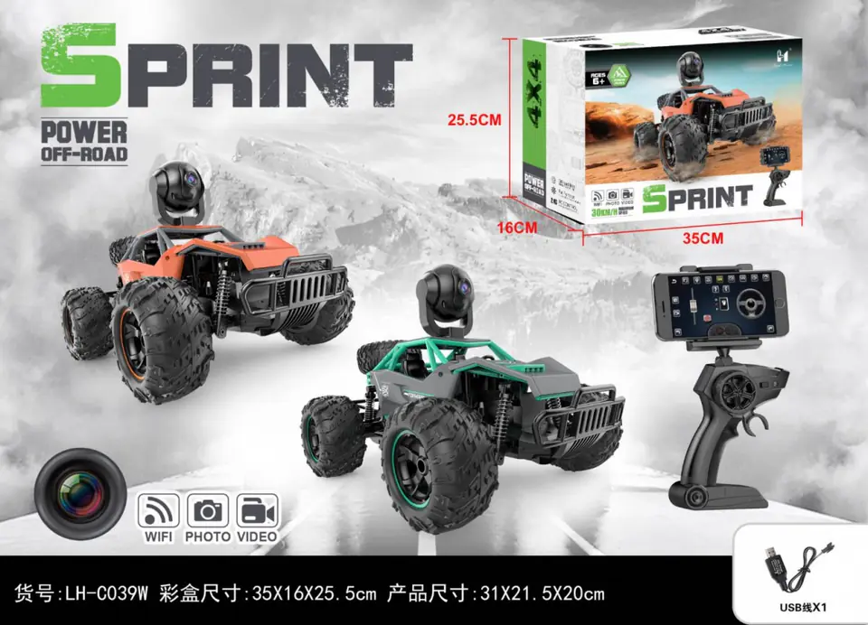 ⁨Zdalnie sterowany Crawler SPRINT z Kamerą Wi-Fi dla dzieci 6+ Metalowa karoseria + Gumowe opony + Pilot 2,4 GHz⁩ w sklepie Wasserman.eu