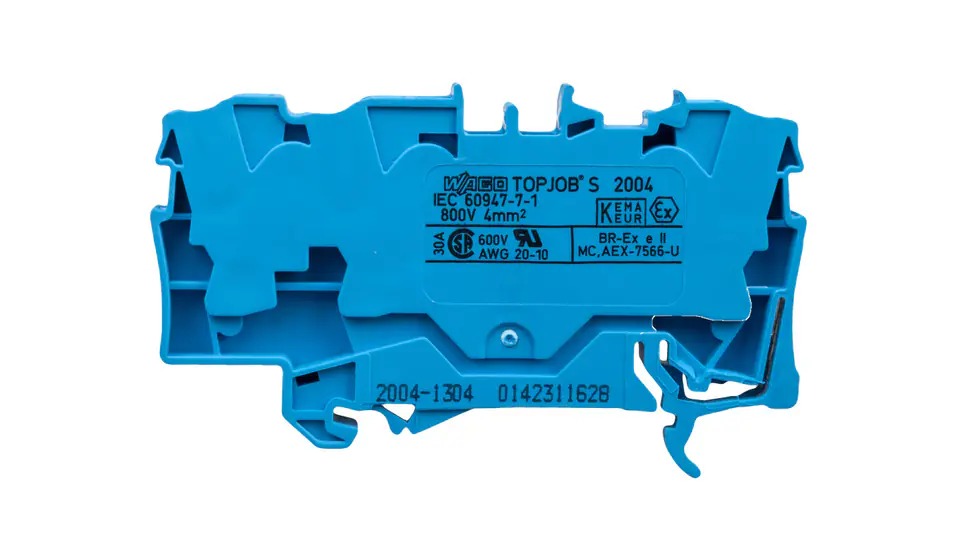 ⁨Złączka szynowa 3-przewodowa 4mm2 niebieska 2004-1304 TOPJOBS⁩ w sklepie Wasserman.eu