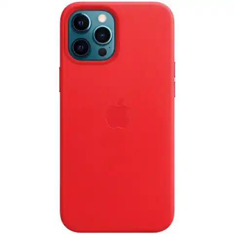 ⁨Etui Apple MHKJ3ZE/A iPhone 12 Pro Max 6,7" czerwony/red Leather Case MageSafe⁩ w sklepie Wasserman.eu