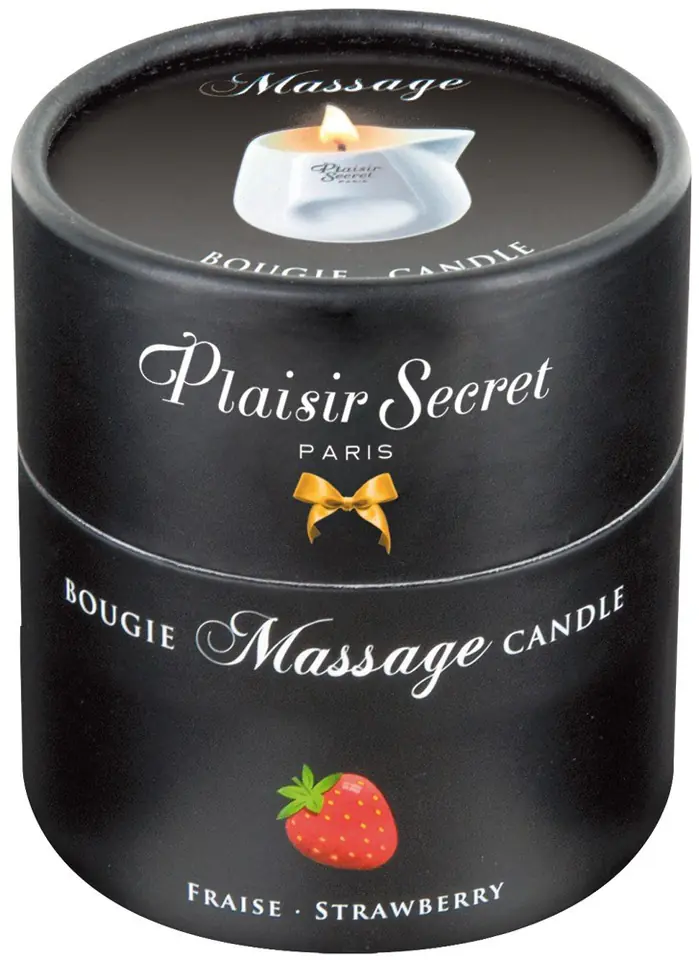 ⁨Świeca do masażu Truskawka 80 ml Plaisir Secret⁩ w sklepie Wasserman.eu