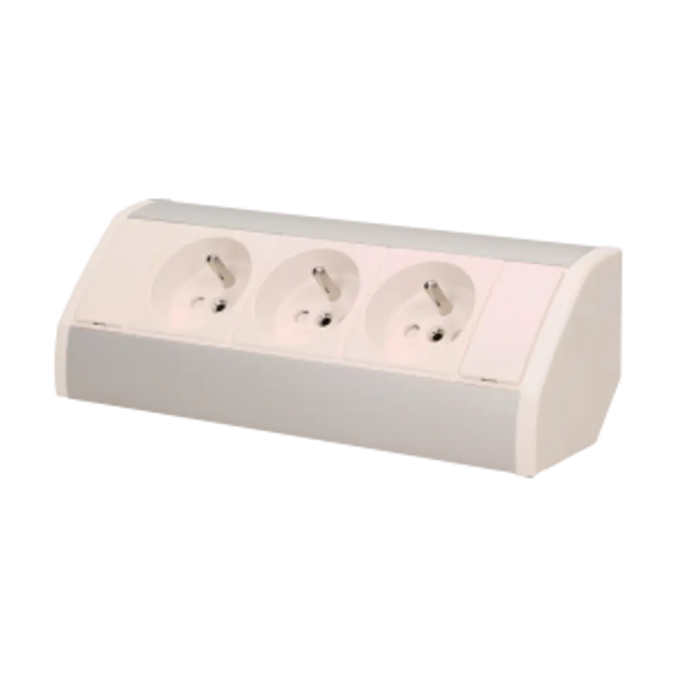 ⁨Furniture socket 3x2P+Z, white-silver⁩ at Wasserman.eu