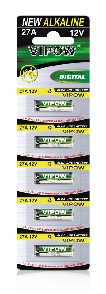 ⁨BAT0068B Alkaline batteries Vipow LR27A (5 pcs/blister)⁩ at Wasserman.eu