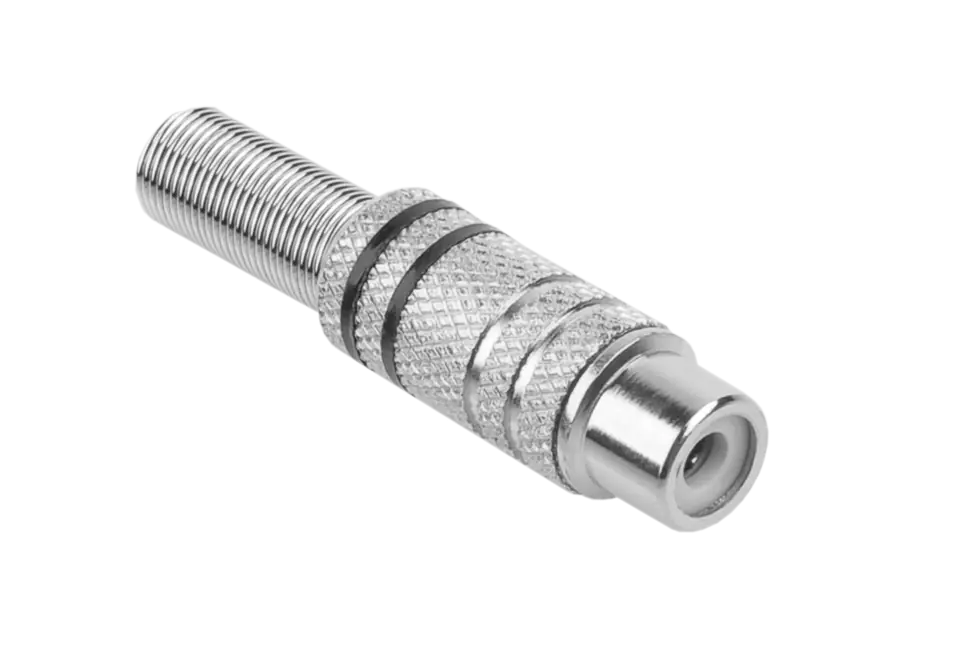 Gniazdo RCA nikiel 2 paski na kabel czarne w sklepie Wasserman.eu