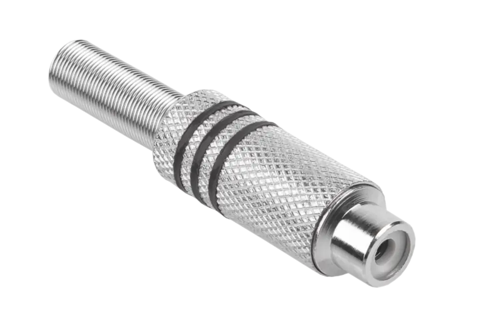 Gniazdo RCA srebrne 3 paski na kabel czarne w sklepie Wasserman.eu