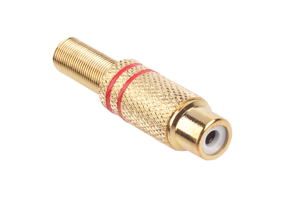 Gniazdo RCA złote 2 paski na kabel czerwone w sklepie Wasserman.eu