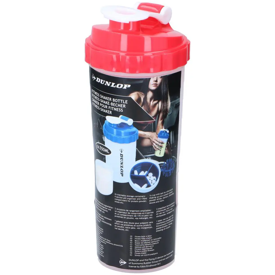 ⁨SHAKER KOKTAJLI DO ODŻYWEK BIDON 550ML DUNLOP CZERWONY⁩ w sklepie Wasserman.eu